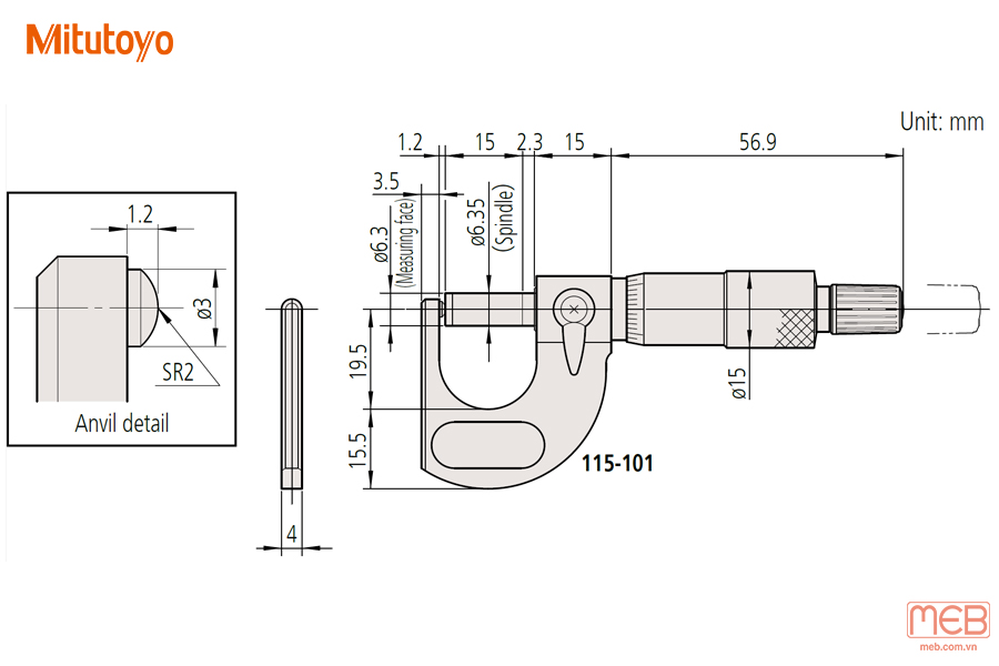 Panme điện tử đo độ dày ống series 395 Mitutoyo