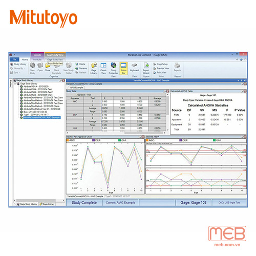 Phần mềm quản lý dữ liệu đo MeasurLink Gage R&R Mitutoyo