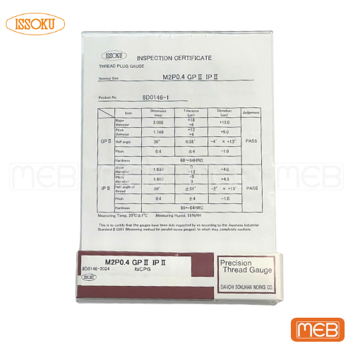 Giấy chứng nhận dưỡng kiểm tra ren ISSOKU