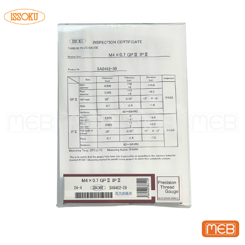 Giấy chứng nhận dưỡng kiểm ren ISSOKU