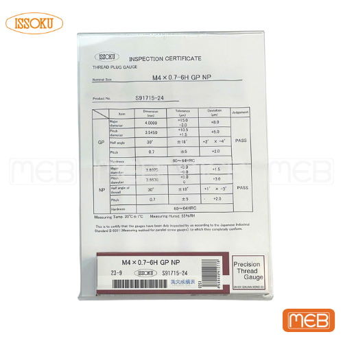 M4x0.7-6H.Cer.png Giấy chứng nhận dưỡng kiểm ren Issoku
