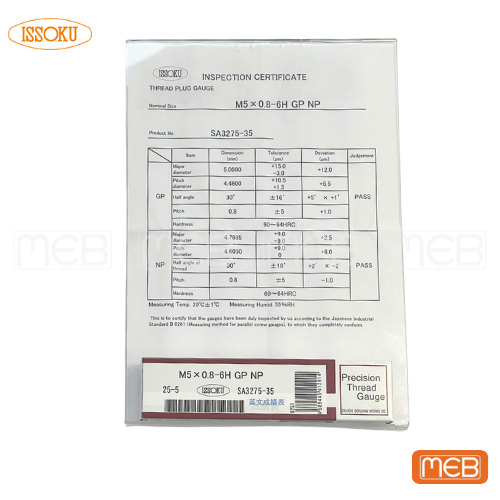 M5x0.8-6H.Cer.png Giấy chứng nhận dưỡng kiểm ren ISSOKU