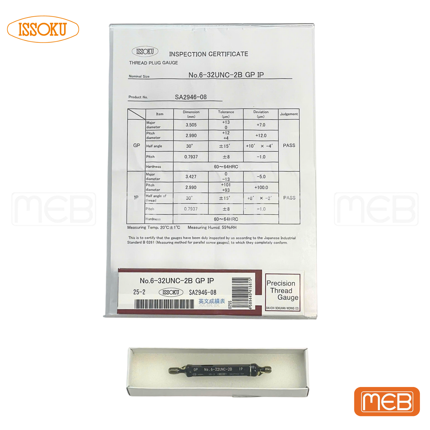 No.6-32UNC-2B.Cer.png Giấy chứng nhận dưỡng kiểm ren ISSOKU