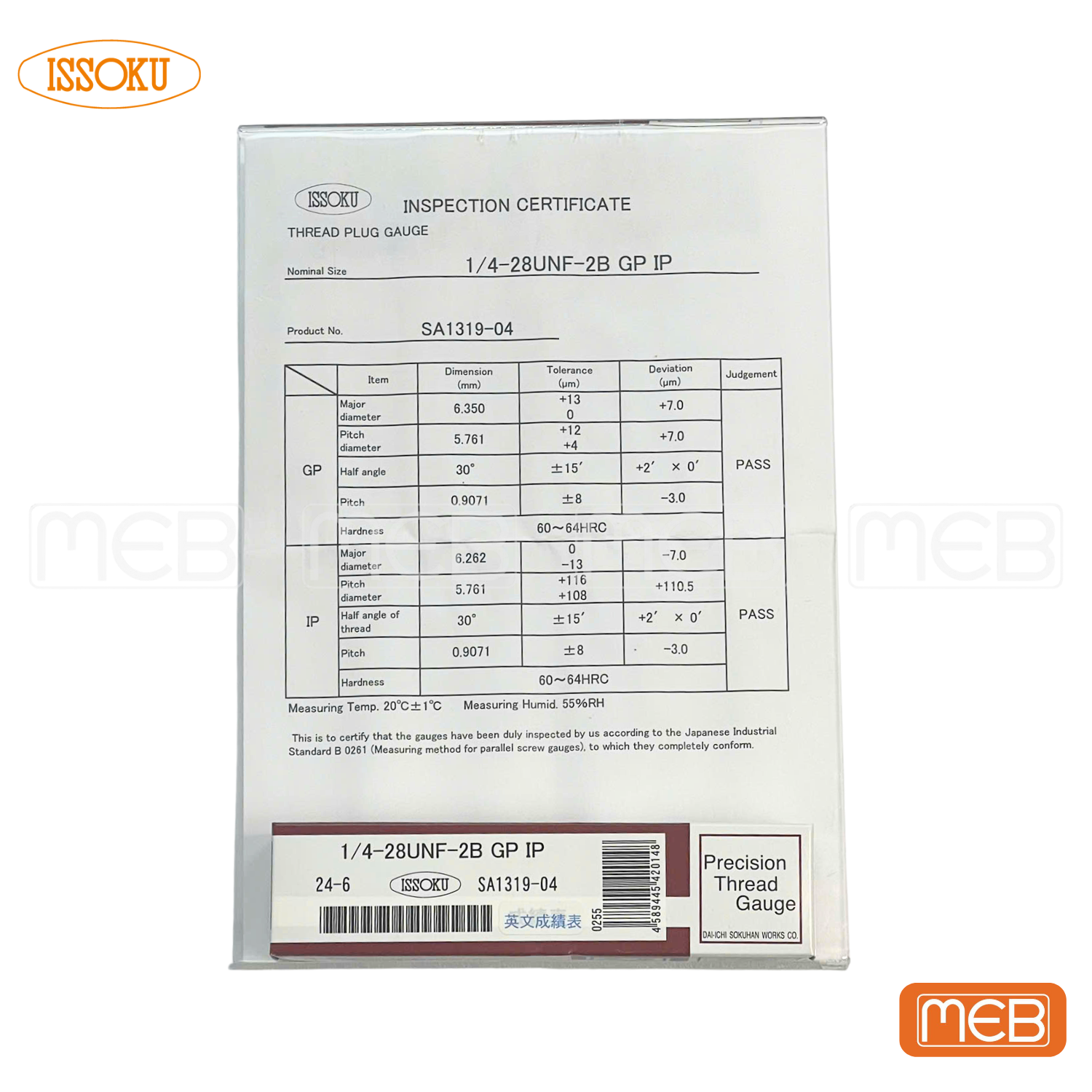 Giấy chứng nhận dưỡng kiểm ren ISSOKU